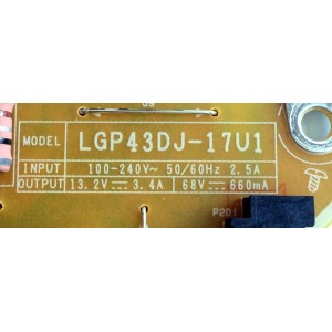 FUENTE DE PODER PARA TV LG / NUMERO DE PARTE EAY64529501 / EAX67209001 / 64529501 / LGP43DJ-17U1 / MODELOS 43UK6090PUA / 43UK6300PUE / 43UJ6300-UA / 43UM6910PUA / 43UM6950DUB / 43UN6950ZUA / 43UN7000PUB